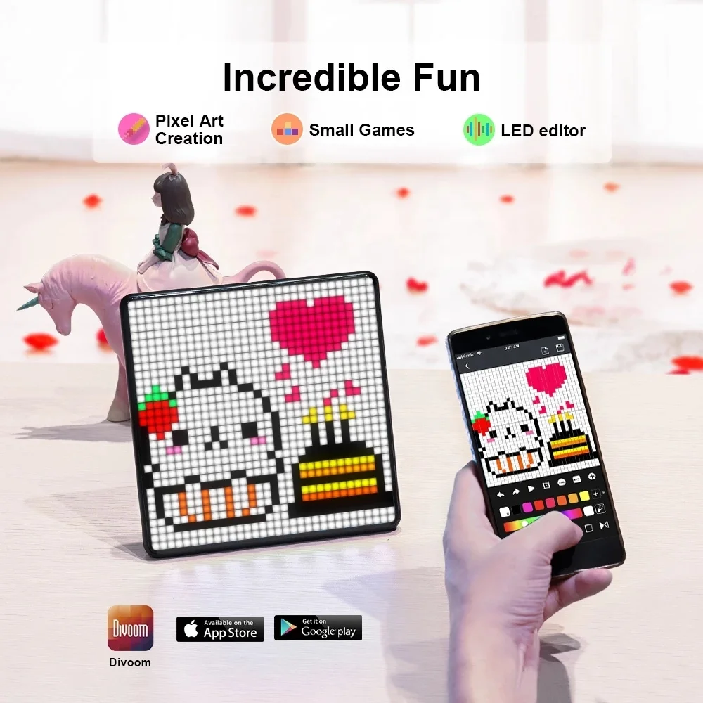 Hot Divoom Pixoo Max Digital Photo Frame with 32*32 Pixel Art Programmable LED Display Board, Christmas Gift Home Light Decorate