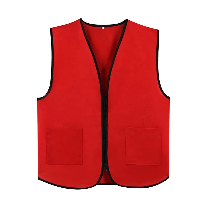 Custom Activity Vest Clerk Workwear Zipper Volunteers Event Vest Adult Supermarket Uniform Vest