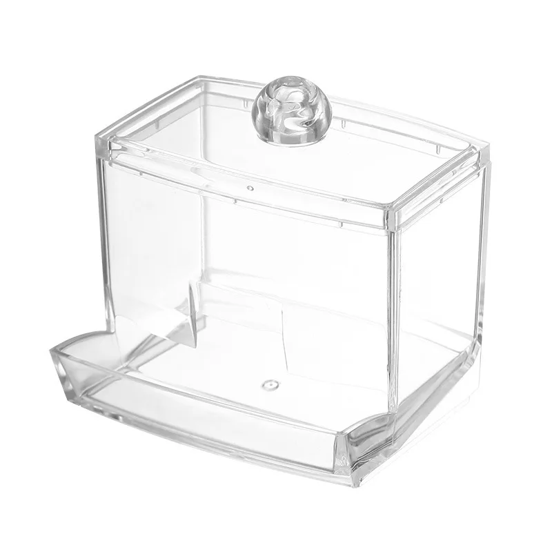 Choice Fun Acrylic Cotton Ball Desktop Dust Storage Box With Bamboo Lid Cosmetic Cotton Toothpick Finishing Storage Box