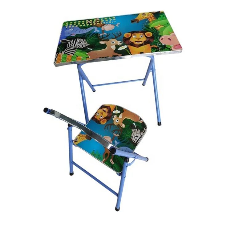 folding mini kids study table chair multi-color
