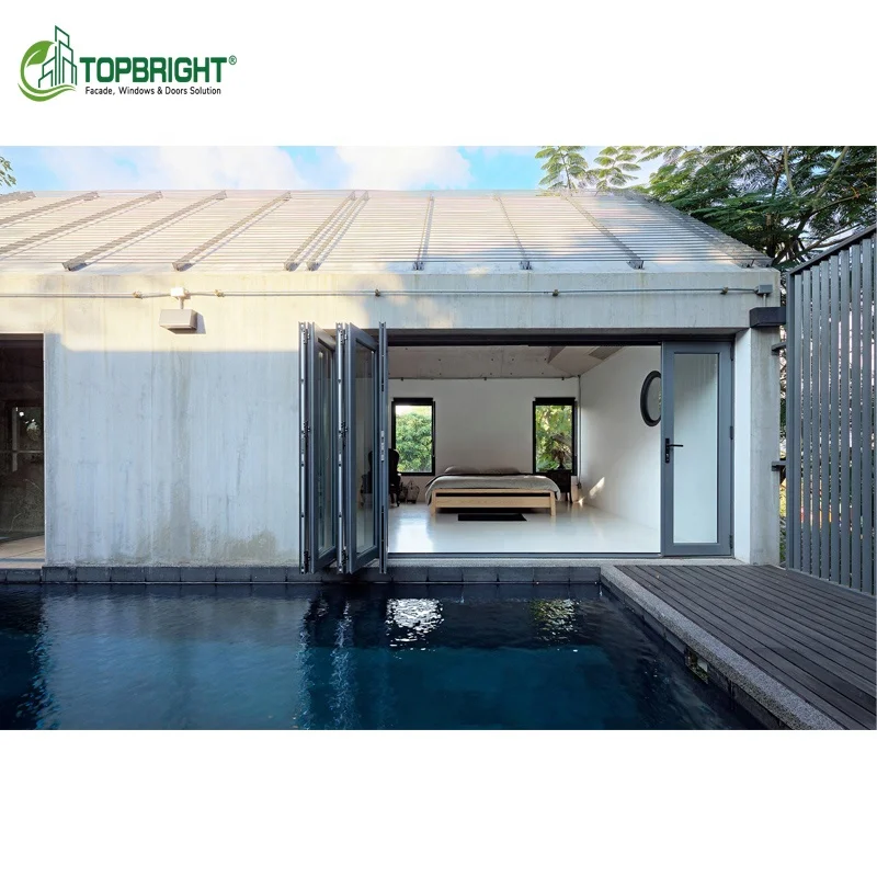 Modern anti mosquito fold door exterior accordion small glass vertical folding aluminum doors for houses