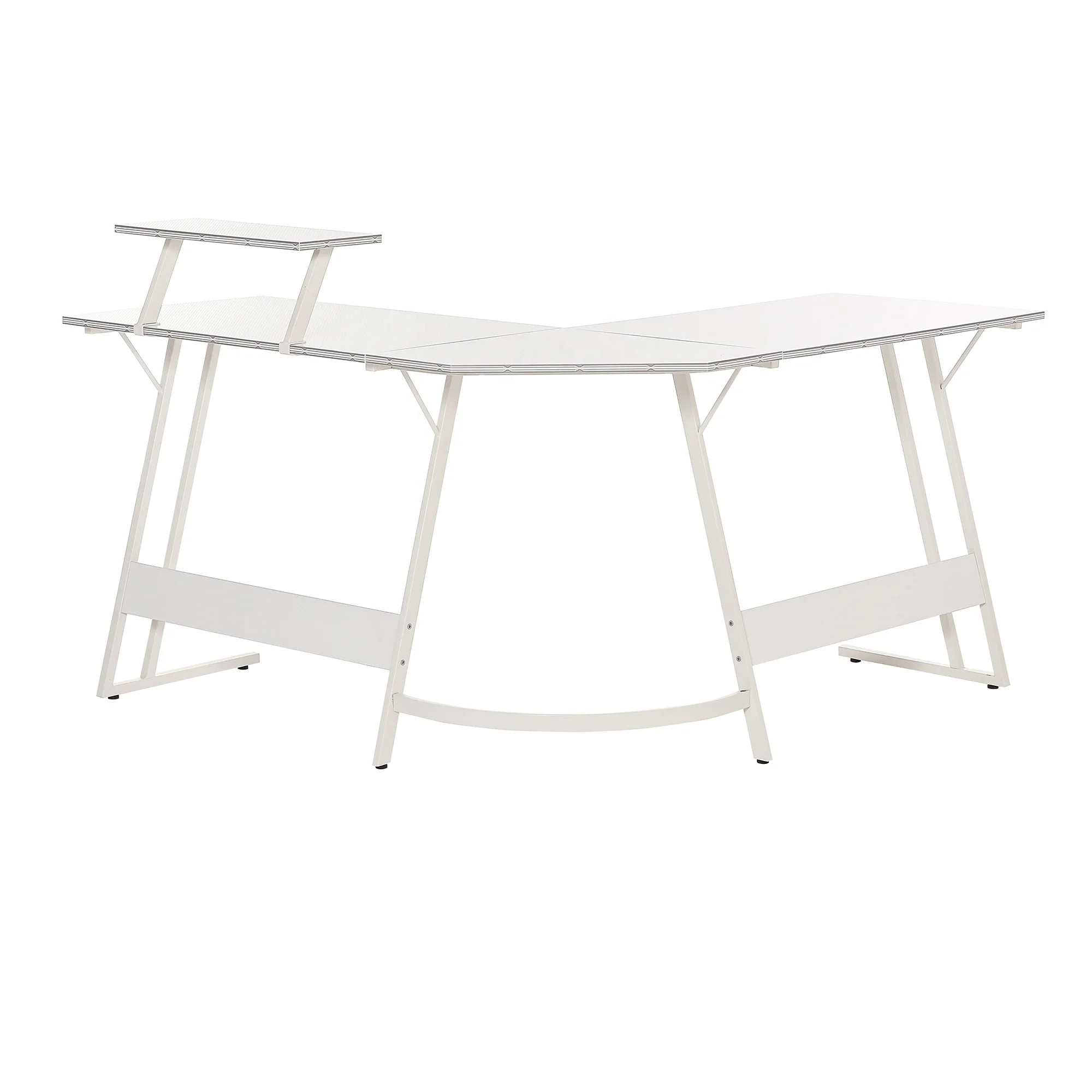 Space saving L Shaped  Computer table Corner gaming desk Home Office Writing with Monitor Shelf