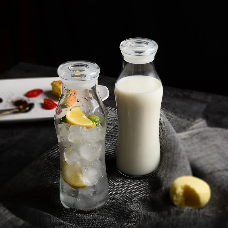 Hot Sale Products 550Ml Old Yogurt Bottle Glass High Temperature Milk Bottle With Lid