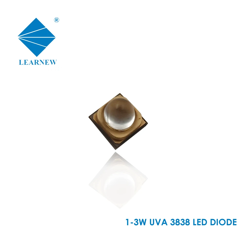 50000 hours warranty glass package LG chip 60deg 120deg view angle 3838 1w 3w 365nm 385nm 395nm SMD UV LED diode for uv curing