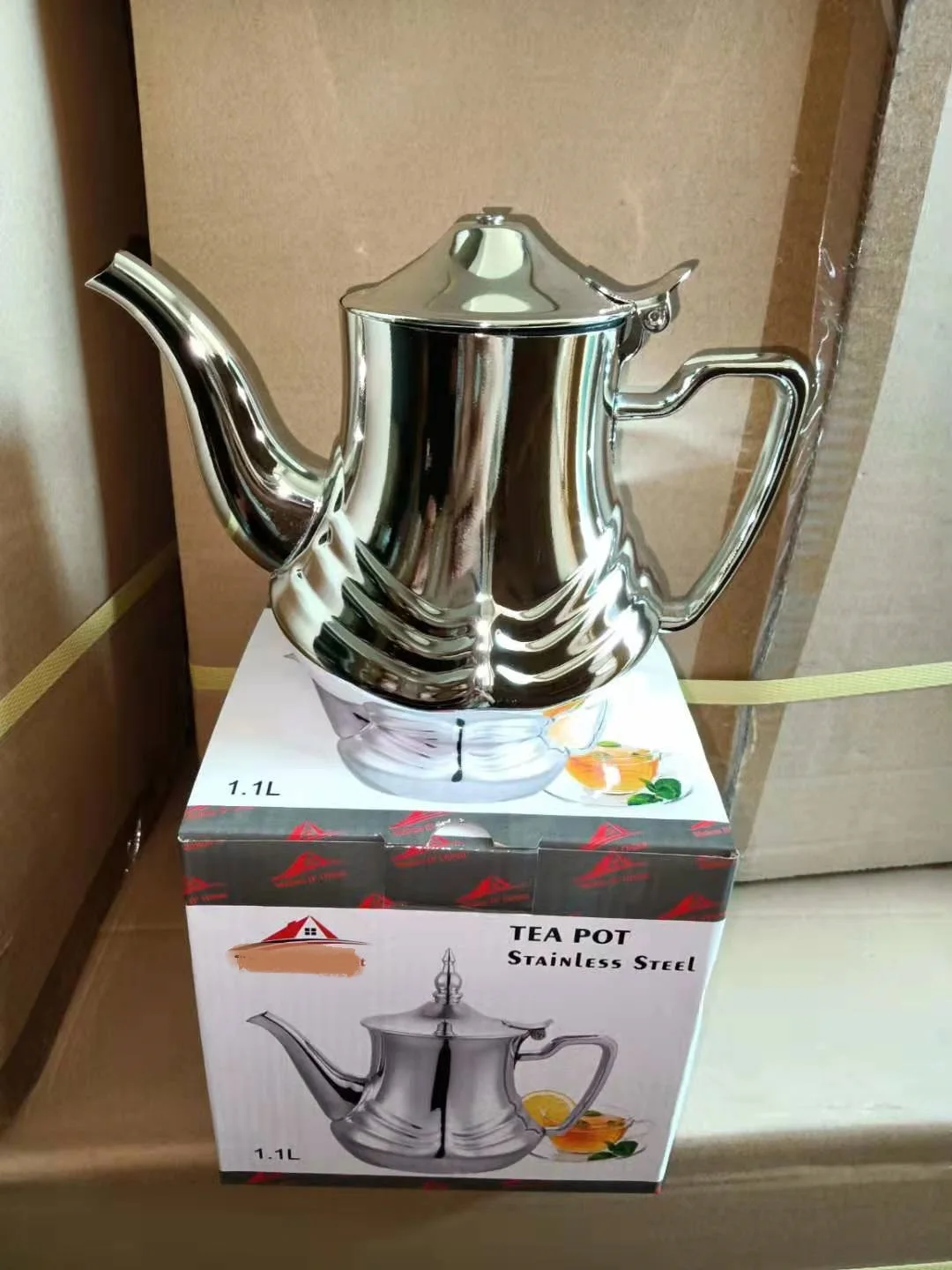 Turkish design  26oz 36oz 48oz  stainless steel Moroccan  kettle tea pot milk pot coffee pot with die cut handle