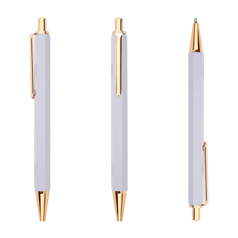 Cute Metal Click Ballpoint Pen School Office Supplies Hexagonal Shape pen Custom logo accepted