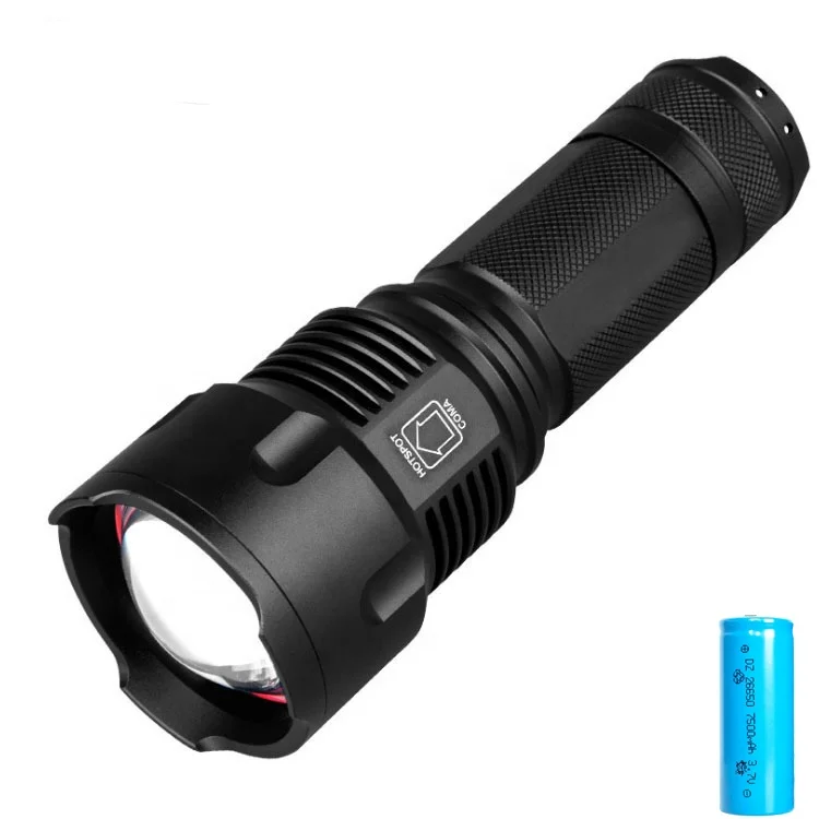 QXMOVING Super Bright Waterproof USB Rechargeable 26650 Battery Zoom Tactical Strobe Laser Logo Flashlight For Hunting