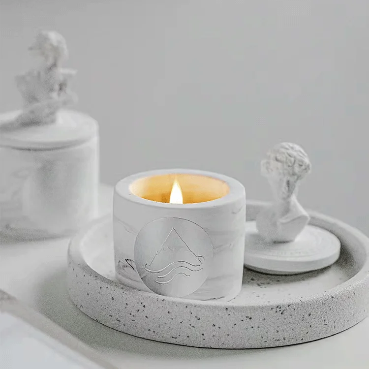 2024 AROMA Custom  Decorative Candles Fragrance Greek Sculpture David Statue Vessels Candles Scented Ceramic Candle Jar With Lid