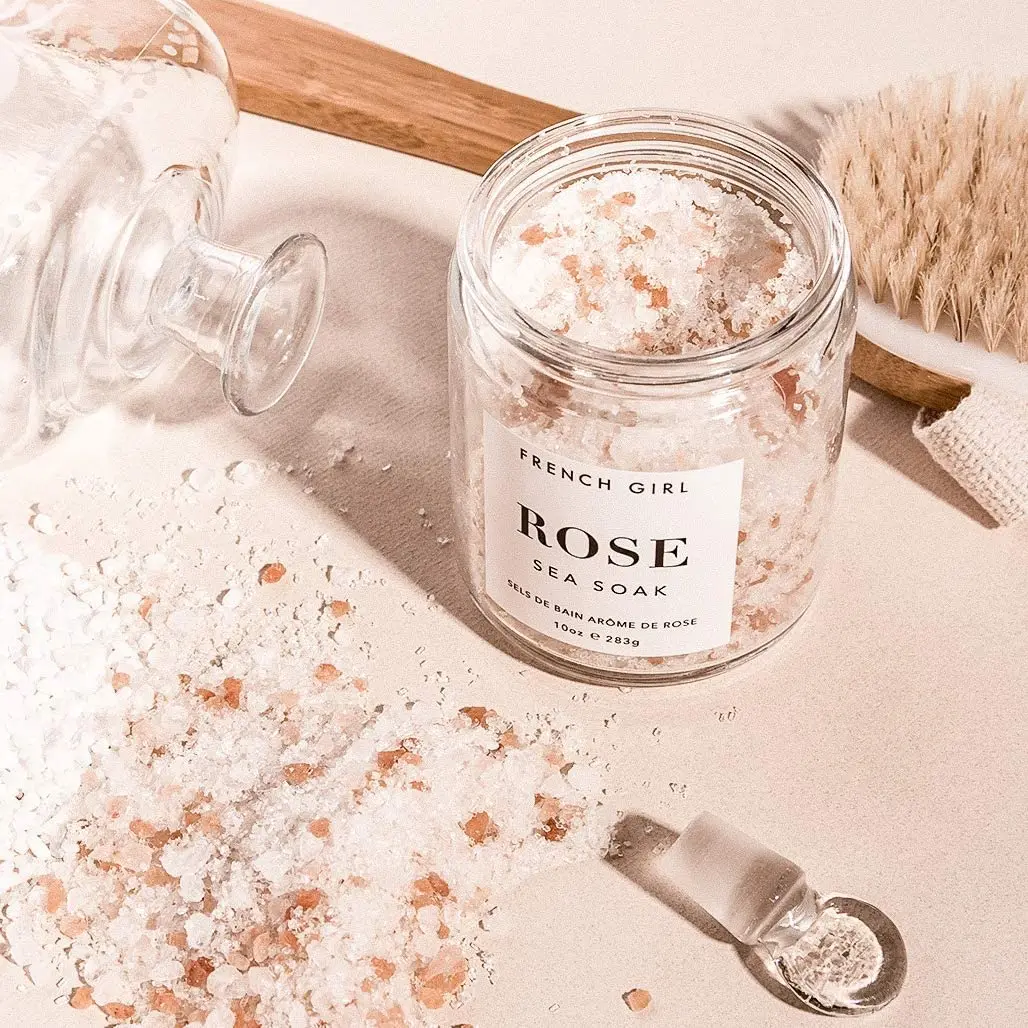 QQLR Private Label Organic Rose Himalayan Sea Bath Salts Relaxing Crystal Bath Salt