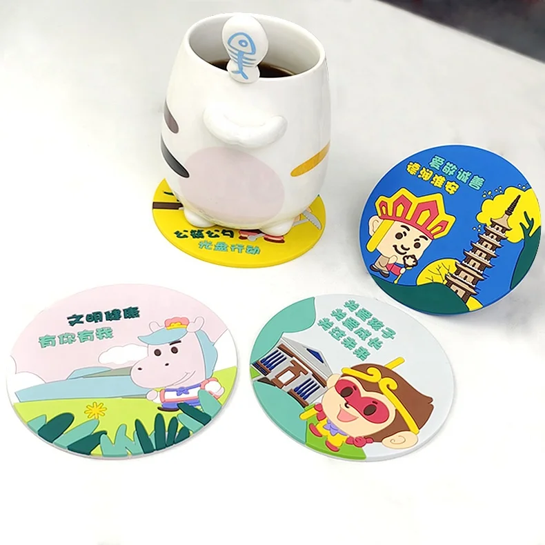 Custom Novelty Gifts Anti-Scald Soft Rubber Insulation Pad Table Drink PVC Coaster Office Desk Fun Cool Bar Decor Cup Coasters