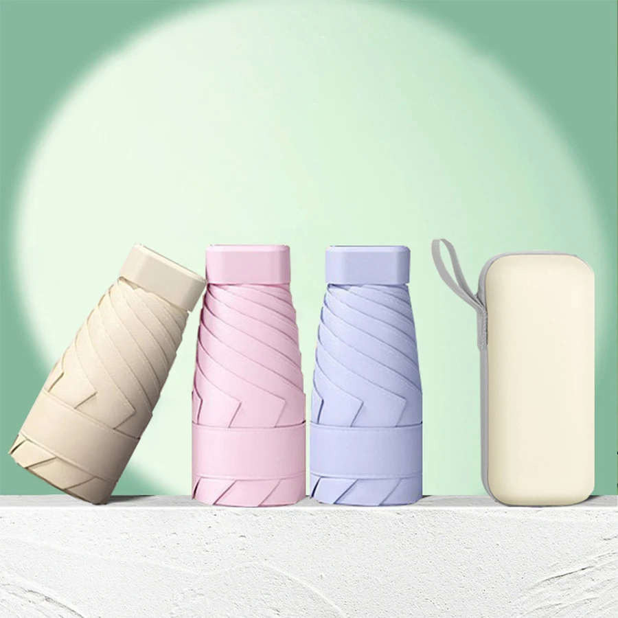 Customized Logo 6 Folding Portable Sun Protection UV Protection Umbrella Mini Pocket Umbrella