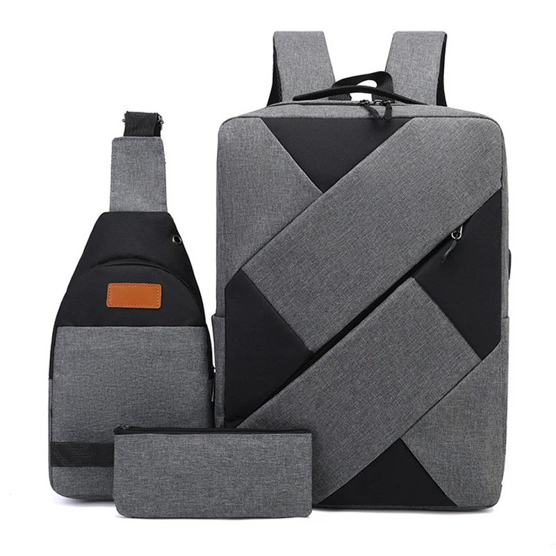 ZR594 Unisex Laptop Bags Wholesale Fashion Trendy USB Oxford Business 3 in 1 High Quality Custom College Schoolbag Backpack