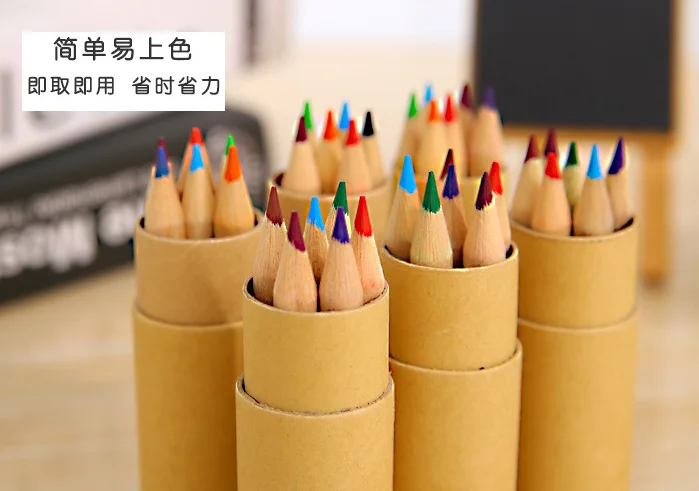 
Kraft Paper Tube Wrap Personalized Wooden Red Wax Carving Colored Pencils Bulk 