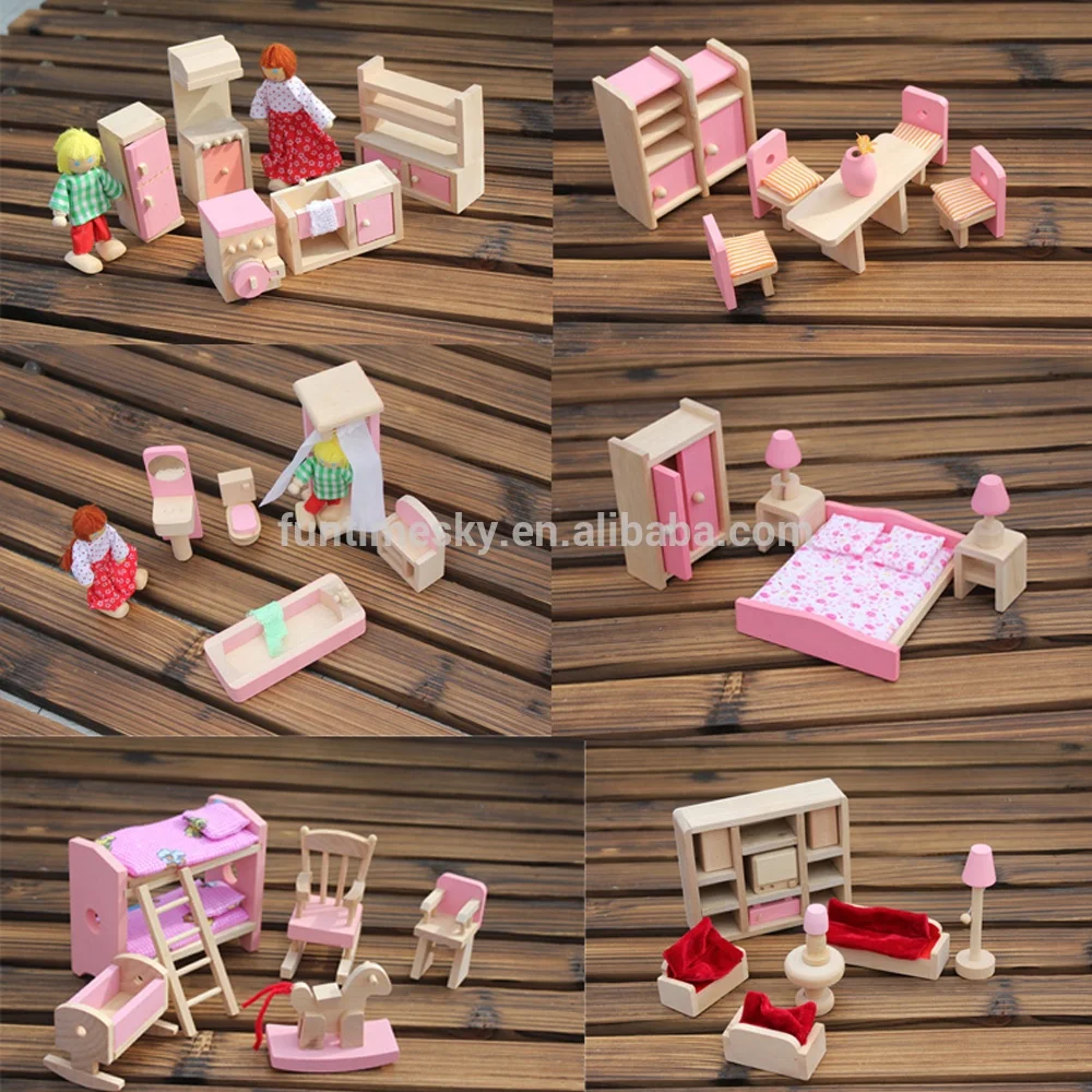 
2021 Hot Popular Pretend Furniture Toy Wood Doll House accessories furniture toys 