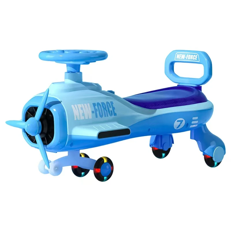 children twist car new safety aircraft swing car colorful lights music wiggle car with flash wheel