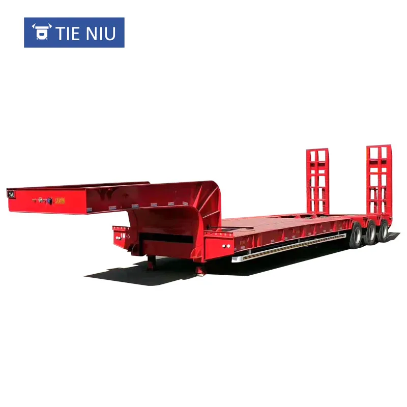 Tieniu manufacturer Low flatbed container semi truck trailer lowboy flatbed semi trailer for sale
