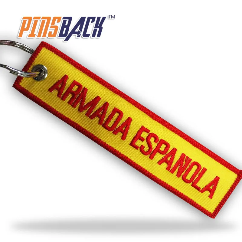 Wholesale Personalized Free Custom Designs Machine Made Embroidery Keychain Heat Seal Embroidered Double Side Key Tag