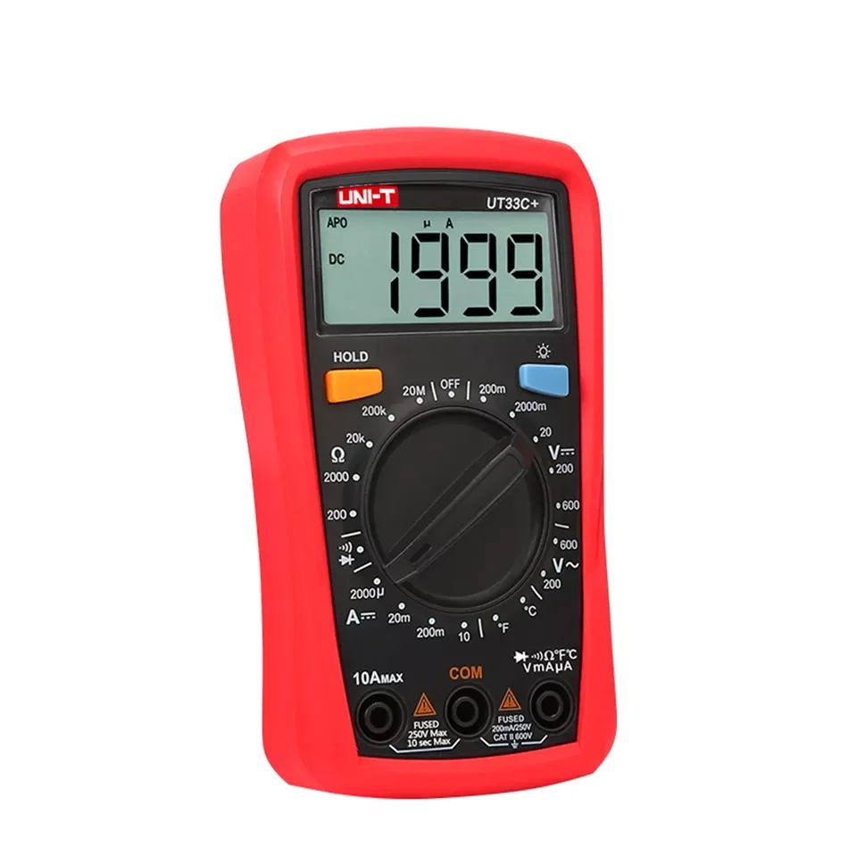 UNI-T UT33C+ Handheld Tester AC/DC Voltage DC Current Resistance and Temperature Digital Multimeter