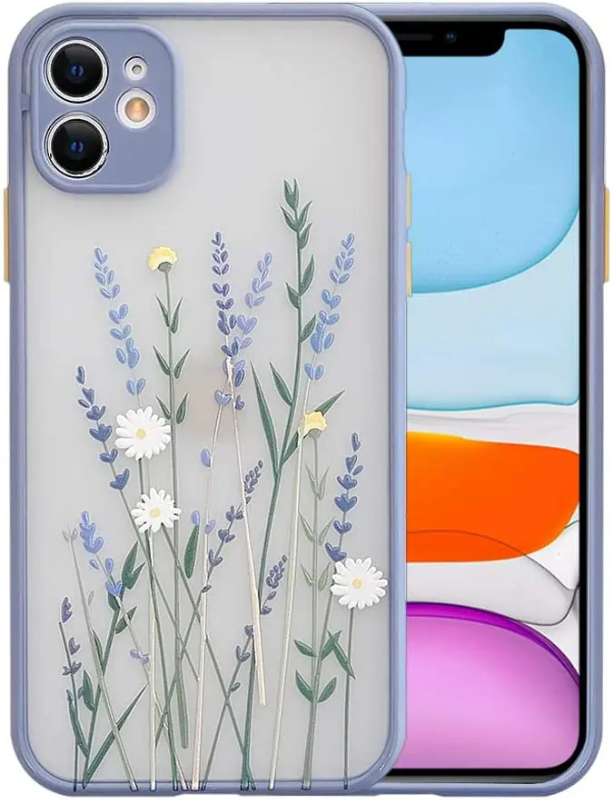 GOSTARRY Back Phone Cover Lavender Flower Case Floral Transparent Hard Tpu Bumper For Iphone 13 12 Pro Max