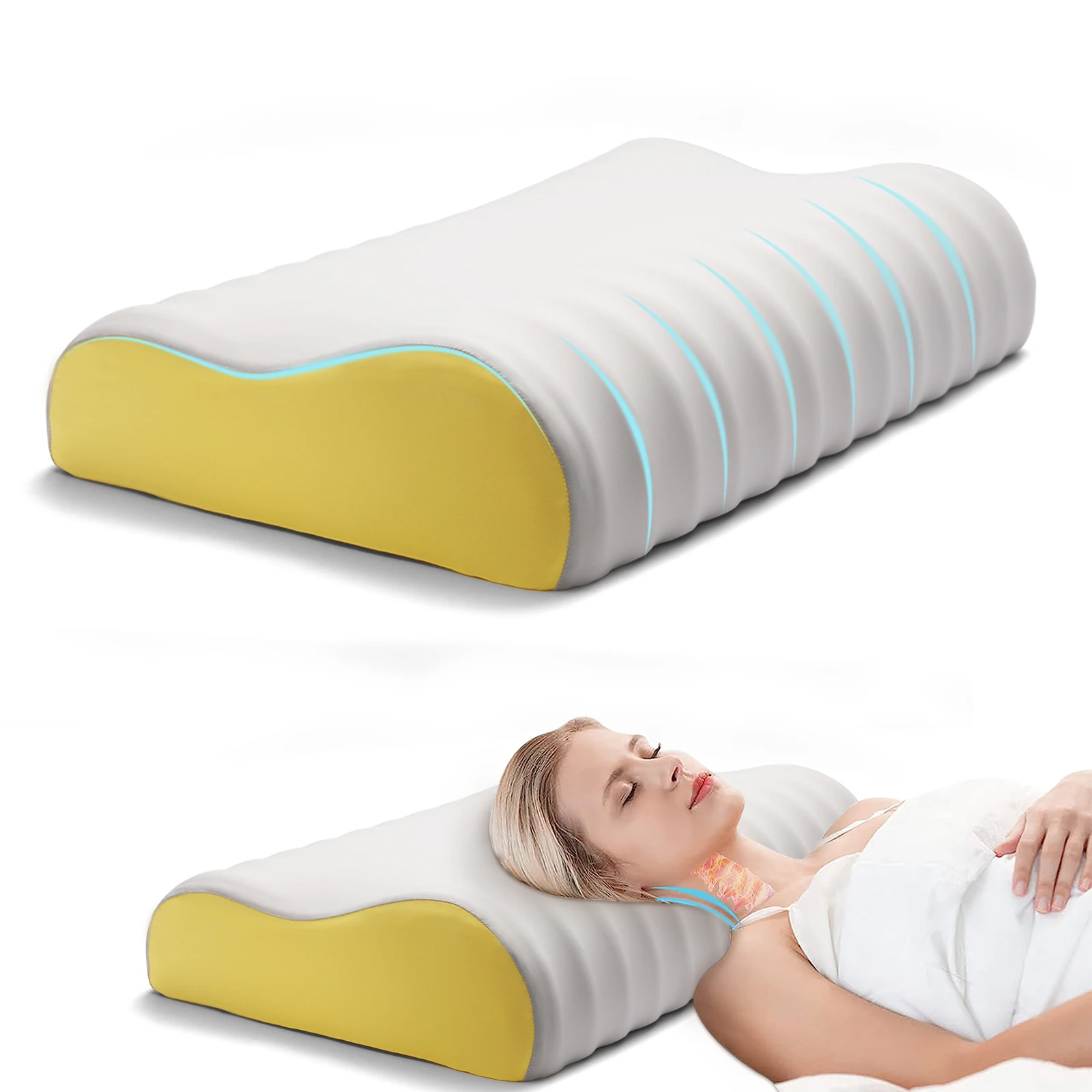 Eco-Friendly B Shape Orthopedic Pillow For Neck And Shoulder Pain Memory Foam Neck Pillow Ergonomic Sleeping Cervical Pillow