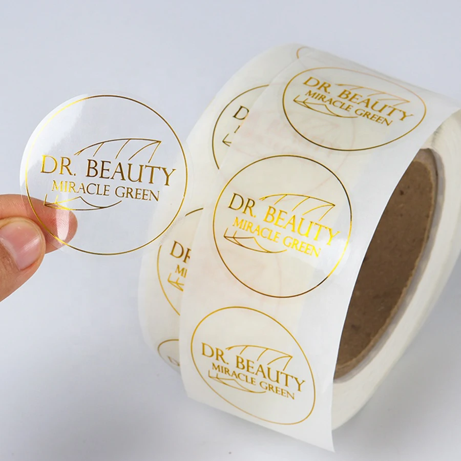 Custom Printing Packaging Label Holographic UV Vinyl Paper Adhesive Gold Foil Logo Sticker Roll Cosmetic Hologram Stickers Label