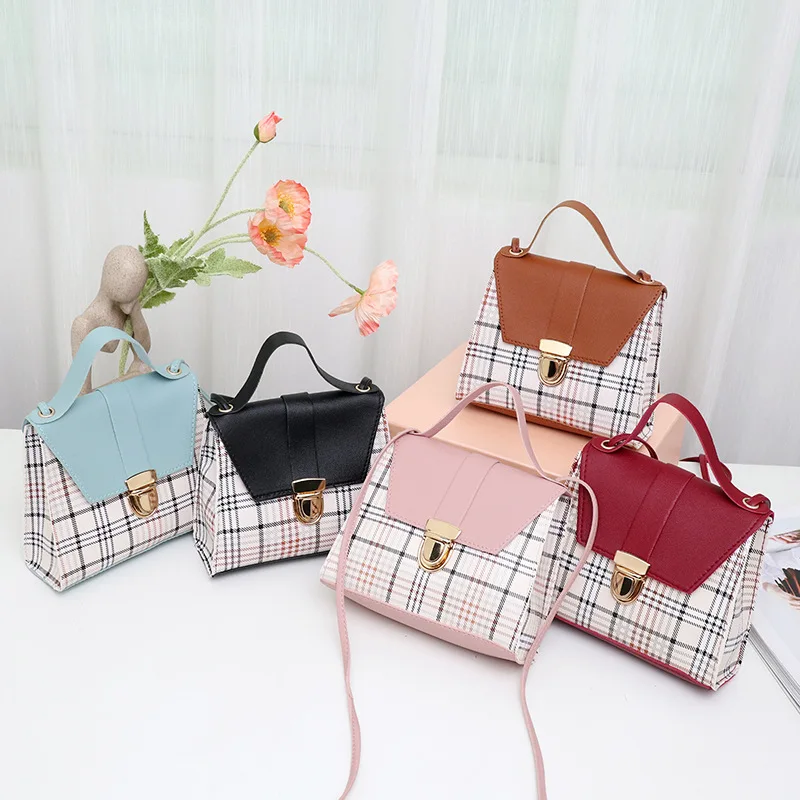2023 Plaid Striped Shoulder Bag PU Leather Woman Body Handbag Crossbody Shoulder Bag Fashion Lady Cross Bag For Women