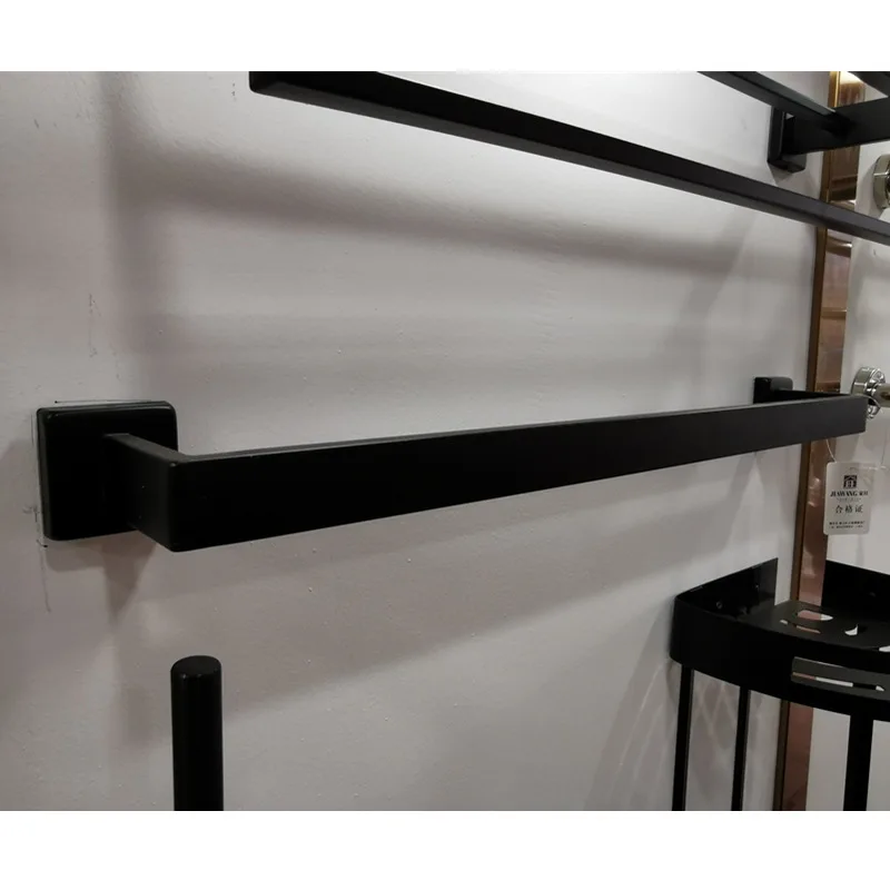 Hotel High Quality Bathroom Hardware Accessories Sets Stainless Steel Square Matt Black Color Bathroom Accessories For Hot