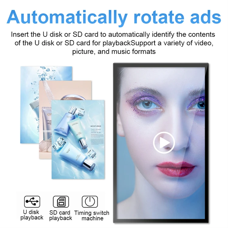 21/23/32/43 inch Ultra thin lcd screen display retail wall-mounted digital signage advertising machine