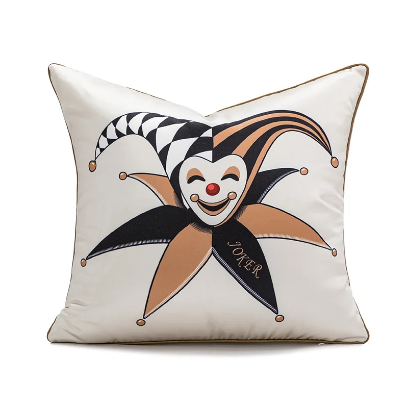 New Arrival Tarot Joker Printed Polyester Decorative Cushion Cover Geometry Pillow Case with Piping