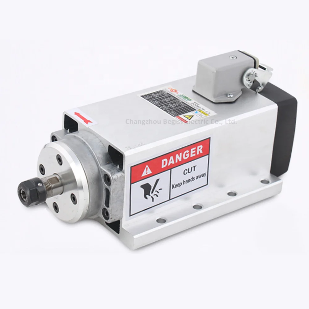 Мощный квадратный шпиндель с ЧПУ ER11 24000 об/мин, двигатель постоянного тока с воздушным охлаждением, 220 В, 110 В, 1,5 кВт, фрезерный шпиндель