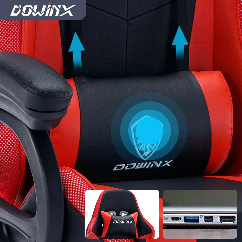Ergonomic Computer Chair with Massage and Footrest Reclining Game Chair for Adults Gaming Chair with Speakers and LED Lights