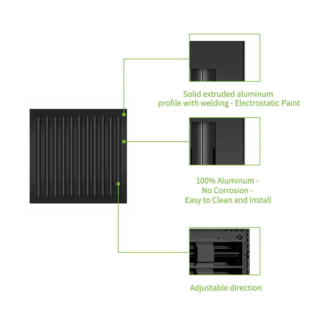 Lakeso Hvac 22x22 черный алюминиевый линейный слот диффузор Крышка вентиляционного отверстия переменного тока линейные решетки