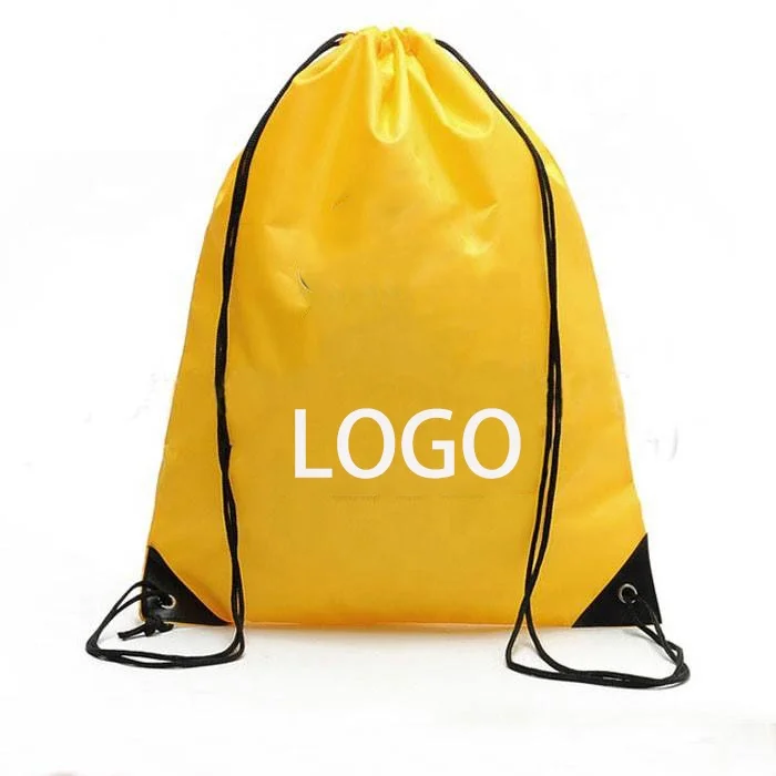 China Factory Nylon Backpack Gym Bag Colorful European Market 210d Polyester Foldable Travel Draw String Shoes Bag Wholesale