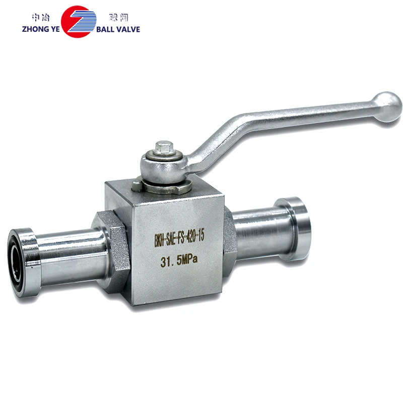 Chinese factory BKH-SAE-420-15  Hydraulic High Pressure Ball Valve  with spiral flange  for hydraulic system