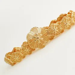 2022 new fashion champagne gold plated wedding hollow flower women metal arabic waist jewelry belt