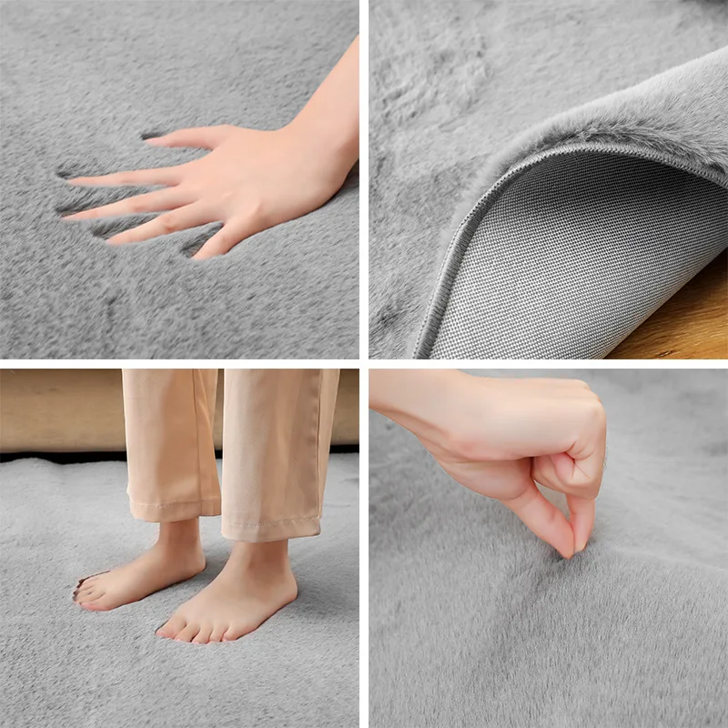 Alfombra High Quality Rabbit Fur Rug Fluffy Door Carpet Mat for Bathroom KILIM Floor Kitchen Anti-slip Adults Hotel tapis