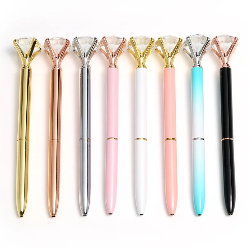 High Quality Diamond Crystal Metal Custom Soft Touch Rubber With Stylus Tip Ballpoint Pens For Promotional Gifts