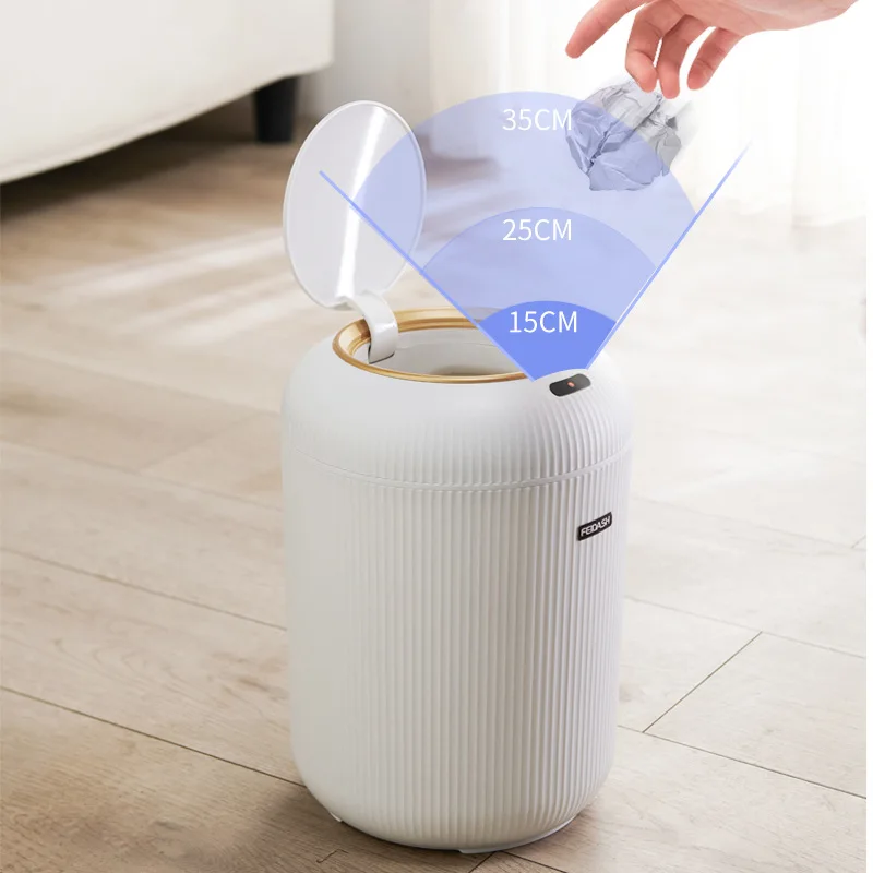 Chinese wind round intelligent sensing household large capacity trash can with legs