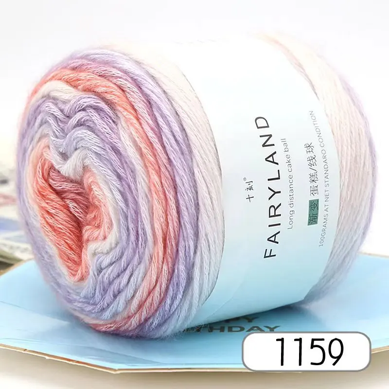 Wholesale  Popular High Quality 100g 1164 Ball Rainbow Cake Milk Acrylic Cotton Blended Yarn for Hand Knitting