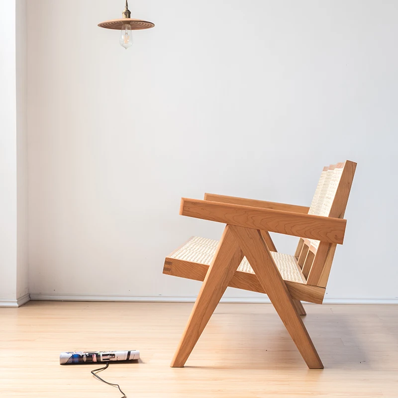 TPZ075 wholesale modern design wood luxury rattan leisure chair home furniture two seat wooden living room chairs