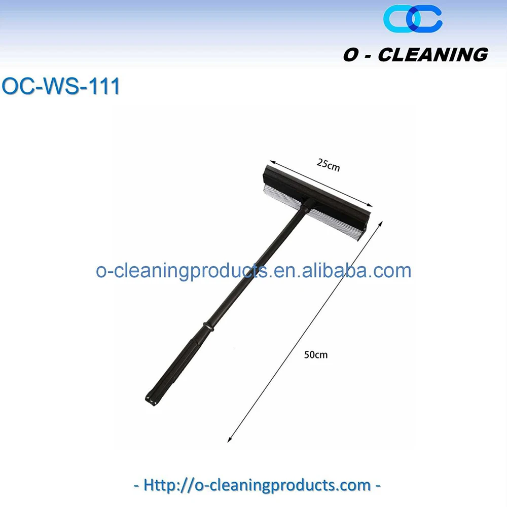O-Cleaning Professional Window Cleaning Squeegee,Window Washing Netted Sponge Scrubber,Soft Rubber Blade with 53cm Long Handle