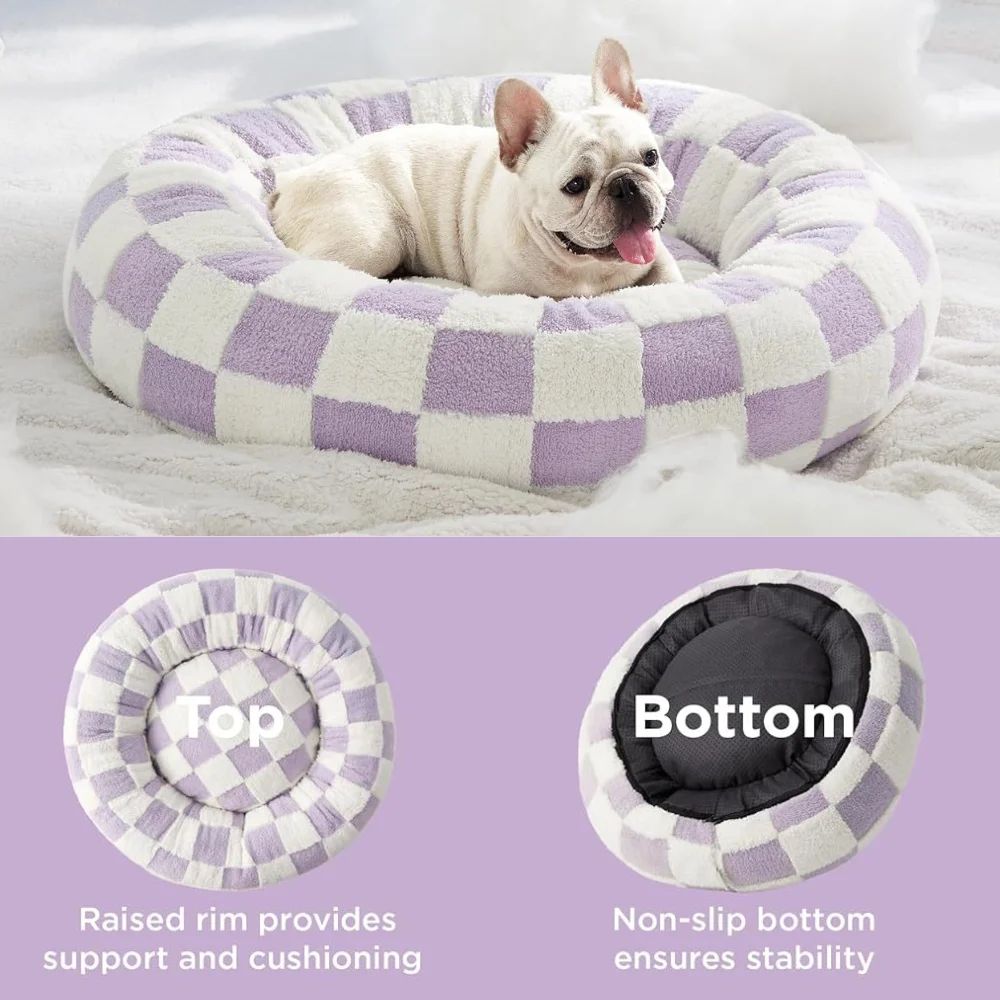Soft Plush Anti-Anxiety Donut Dog Bed Marshmallow Cuddler Nest Pet Bed