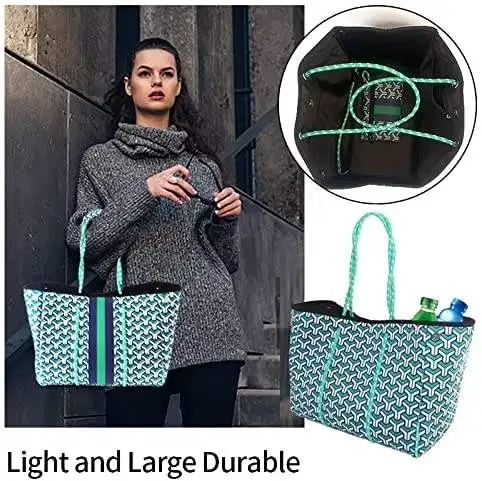 Customized Neoprene Tote Bag for Ladies Large Capacity Beach Totebags Reusable Shopping Bags Fashion Shoulder Bags Women Handbag