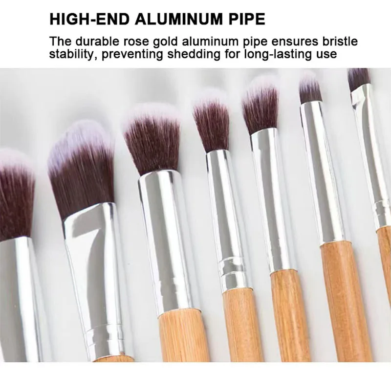 Factory High Quality Synthetic Bristles Makeup Brush Set 11 PCS Natural Bamboos Handle Vegan Cruelty Free Beauty Tool Brushes
