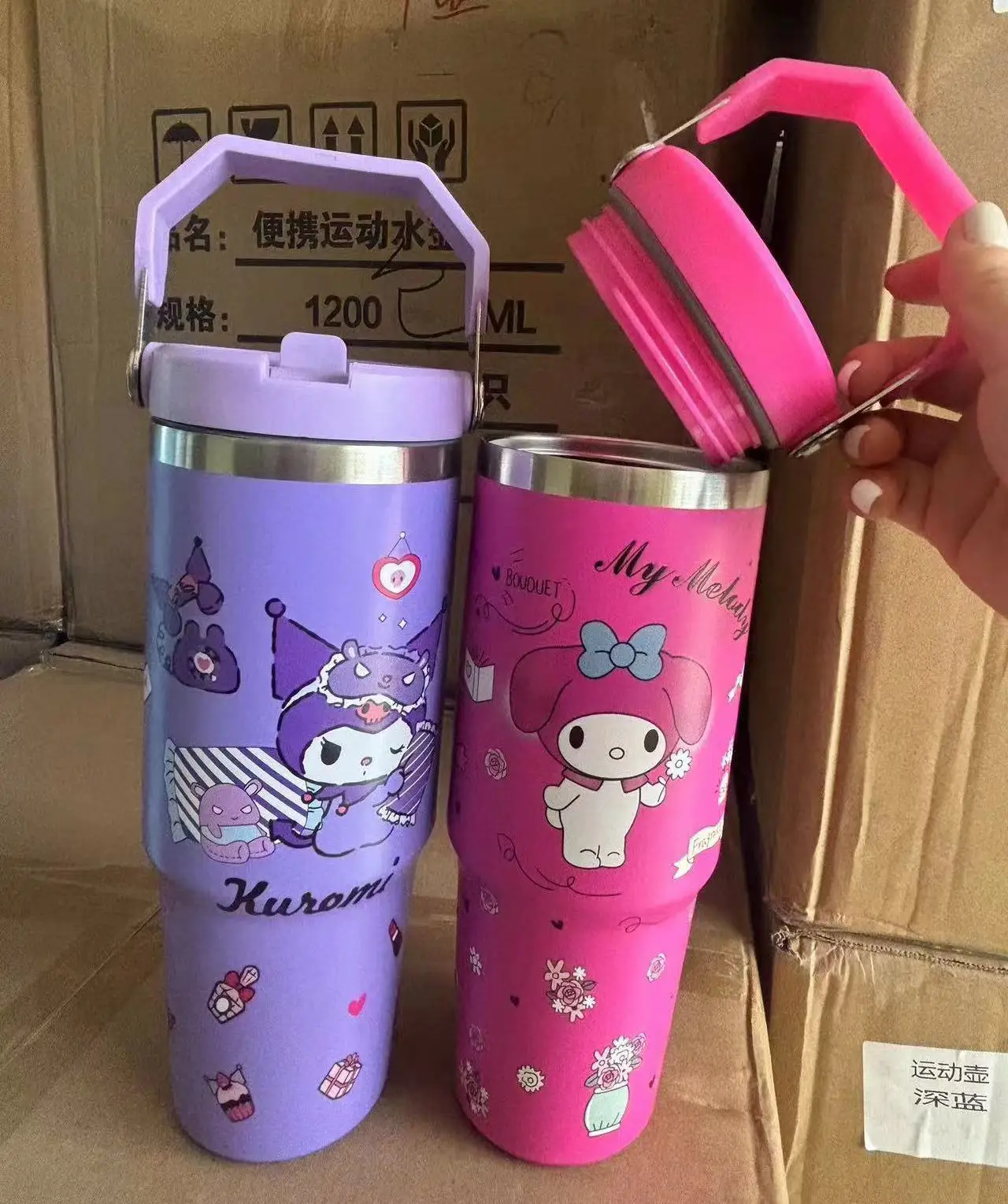 Personalized Portable Kawaii Students Children Vaccum Insulated Hot and Cold Water Bottle Customised 30oz Tumbler with Handle
