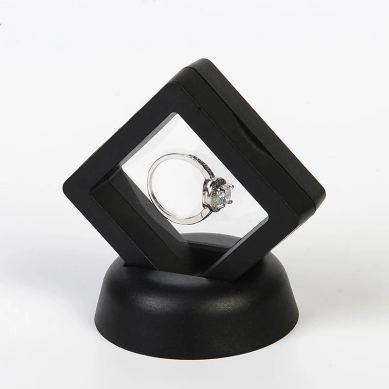 
Custom logo clear film jewelry packaging display box 5*5cm transparent 3D floating suspended jewelry display box 