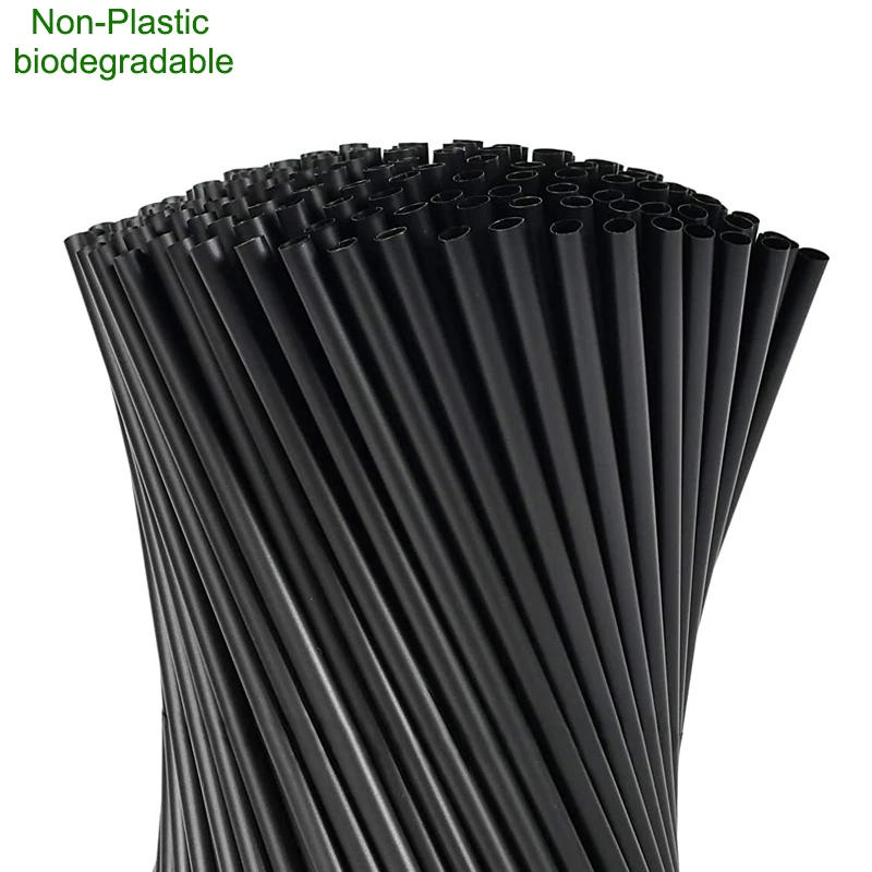 Custom Disposable Eco Friendly 100% Compostable Black Drinking Plasticless PLA Drinking Straws Biodegradable