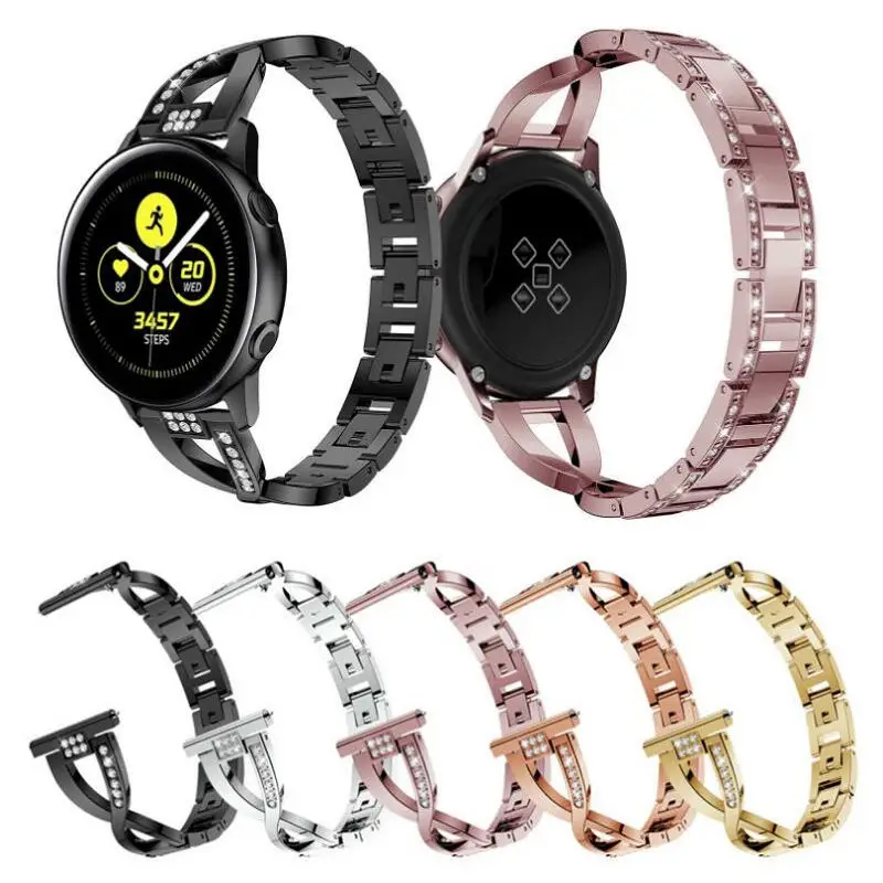 20 мм 22 X Тип Алмазный горный хрусталь для Samsung Galaxy Watch 7 группа 41 45 Активный 2 1 46 42 Женский металлический ремешок часов