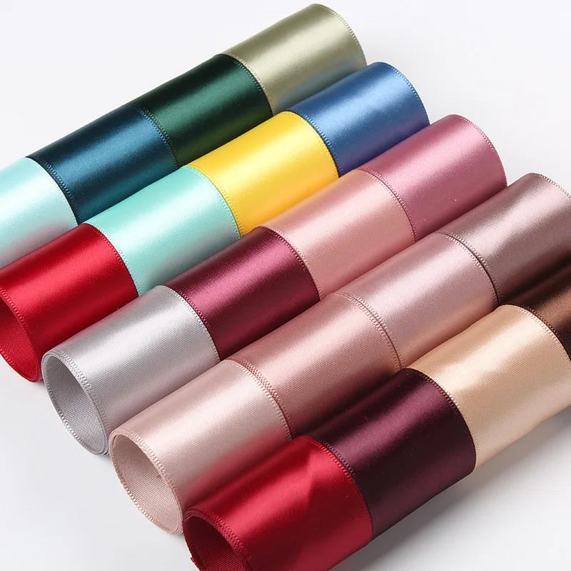 Wholesale High Quality 196 Color Rainbow Ribbon Single Double Face 100% Polyester Satin Ribbon Roll For Party Gift Wrapping