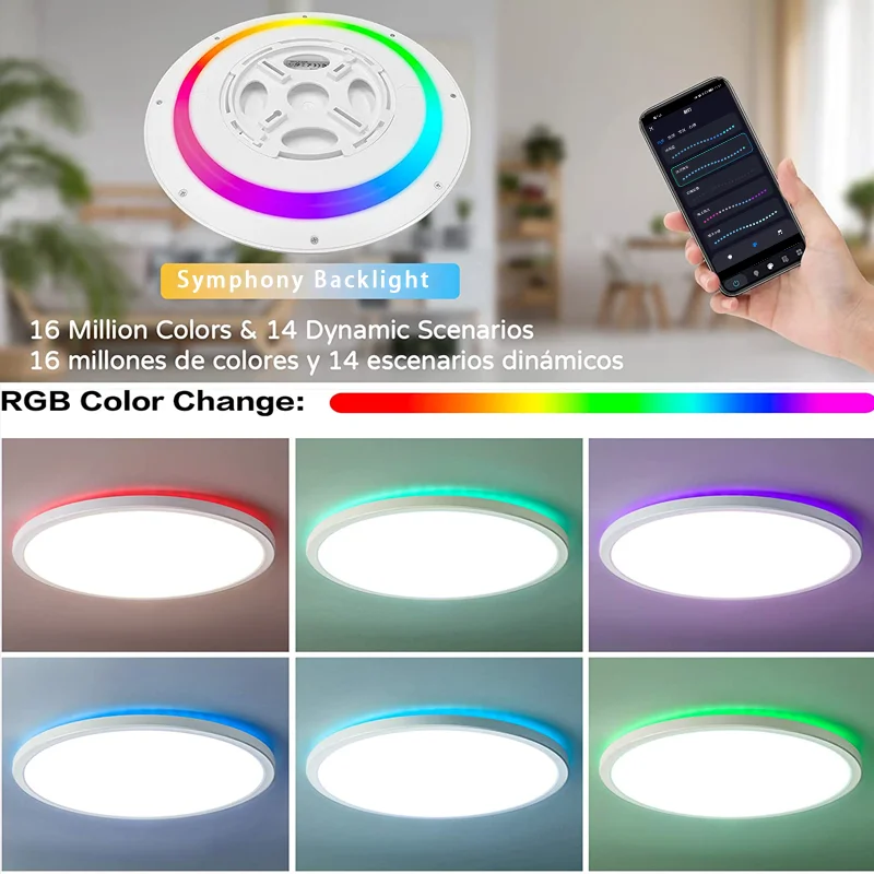Alexa Google Tuya Wifi RGBW dream full color running chasing effect smart led ceiling light for bedroom